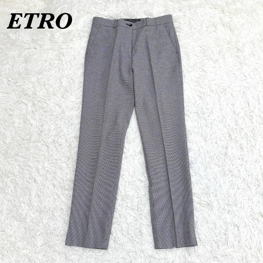 ETRO エトロ コットンストレッチパンツ 総柄 40 L ブラック