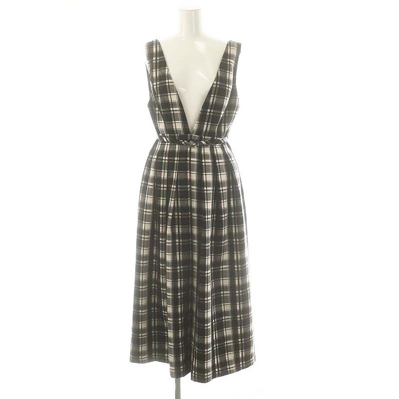 ハーリップトゥ Her lip to 24AW Classic Plaid Jumper Dress ワンピース ジャンパースカート ロング S ブラック ホワイト |ES OS