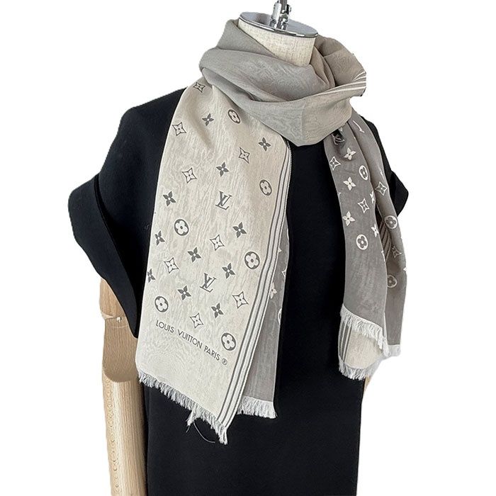 【新品未使用】LOUIS VUITTON シルク混ストール　ライトグレー 楽天市場】【アパレル】LOUIS VUITTON ルイ ヴィトン モノグラム