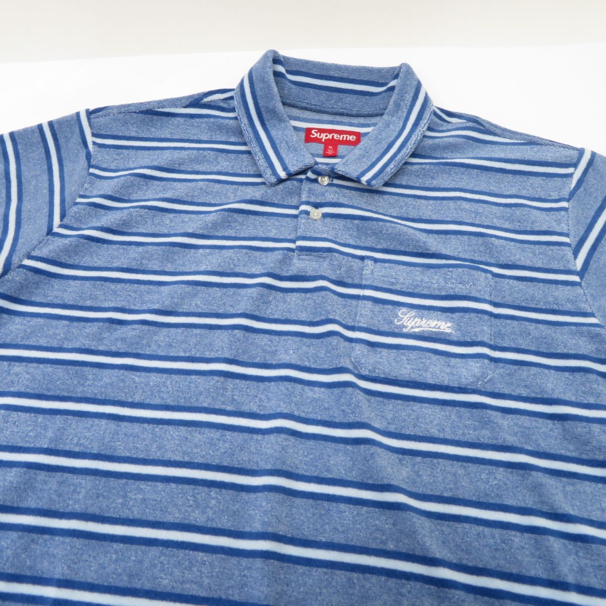 Supreme Stripe Terry S S Polo (SS24) - $110