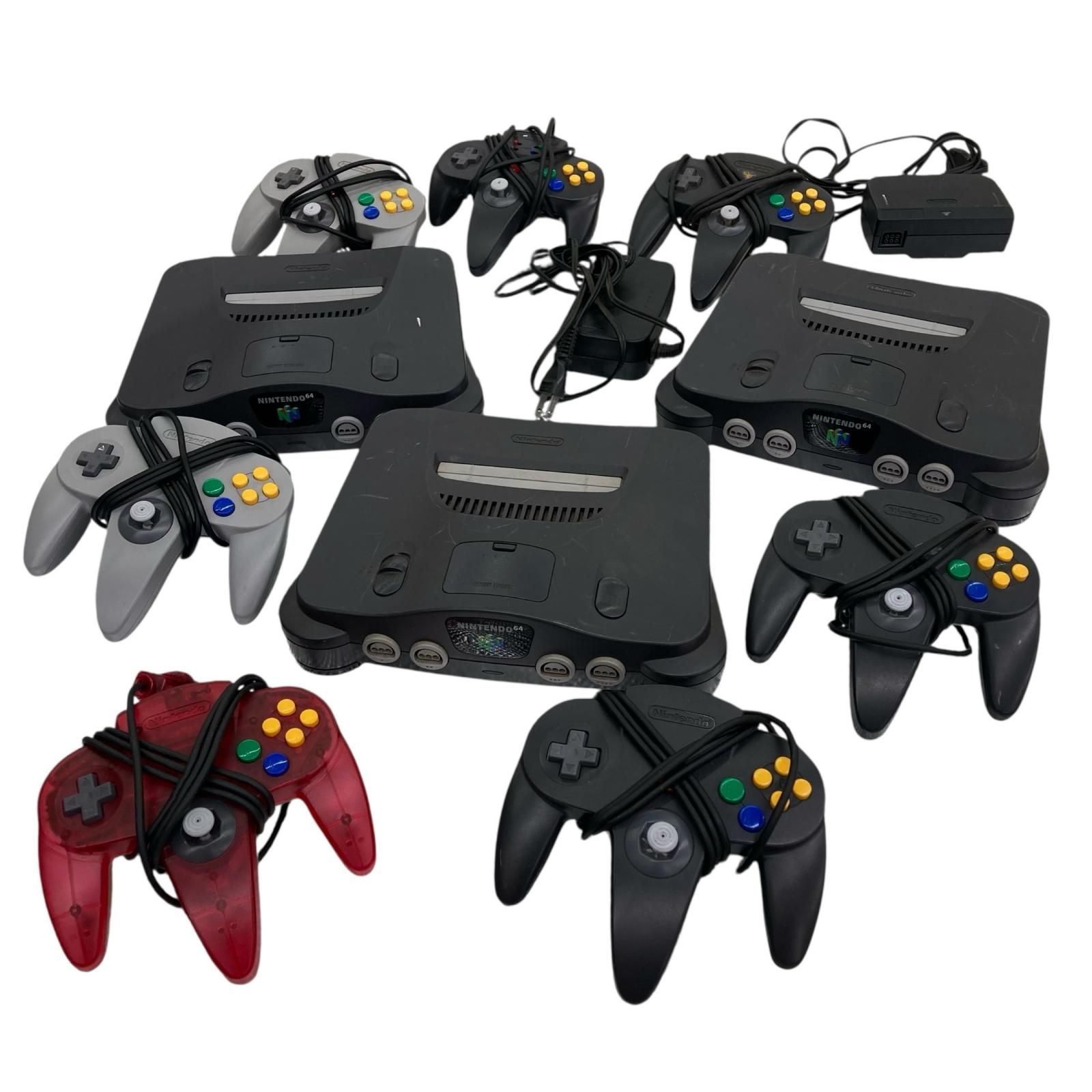 186000 現状品 Nintendo 任天堂 ニンテンドウ Nintendo 64 まとめ売り コントローラ 12点 NUS-001 ACアダプター付き