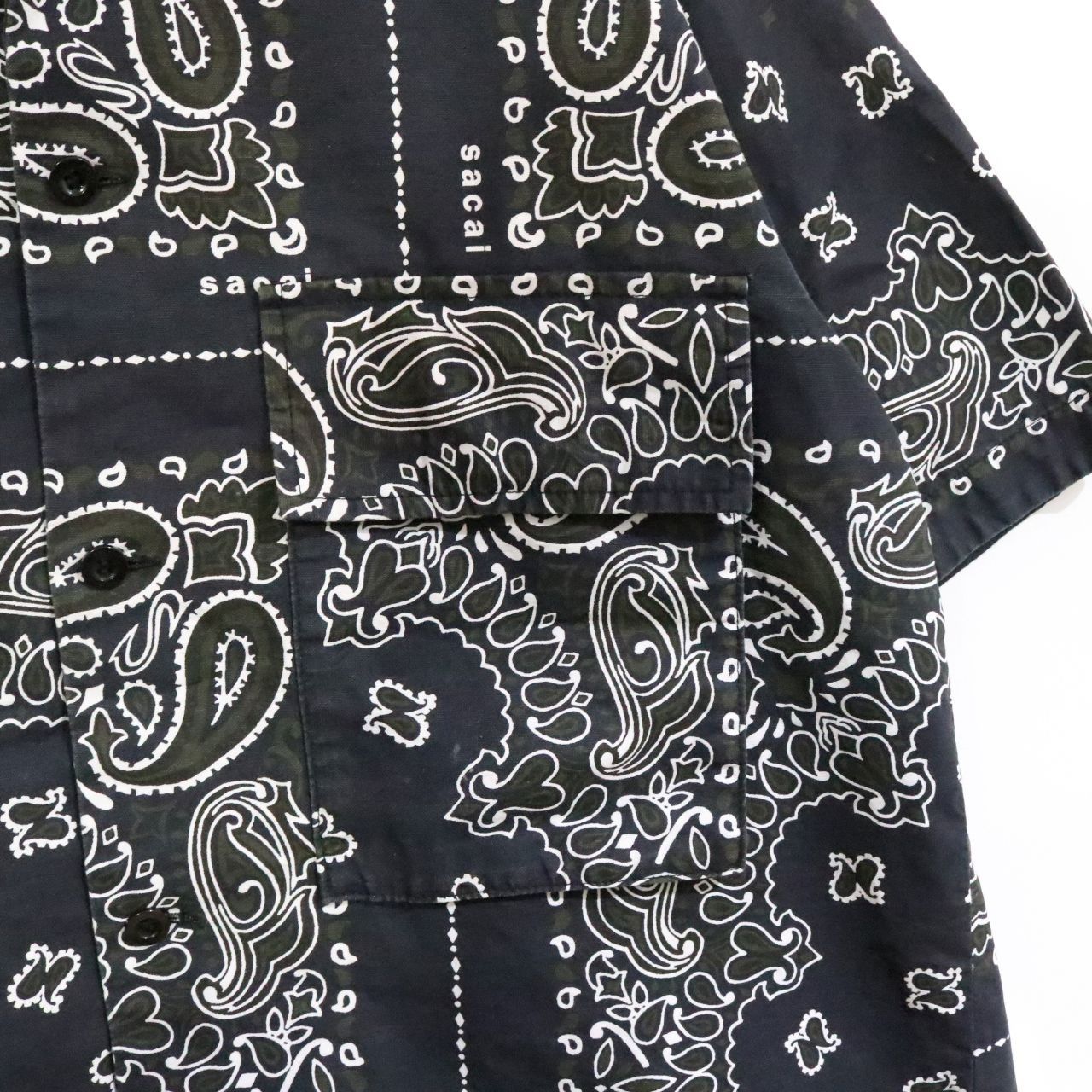 中古A】sacai サカイ XL メンズ 半袖シャツ 23SS バンダナ柄 