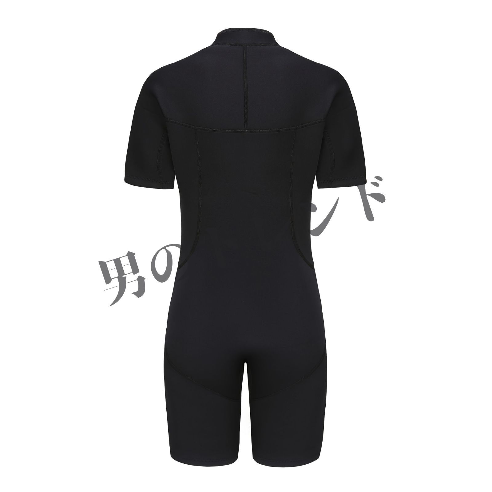 ラッシュガード メンズ ネオプレン半袖ダイビングスーツ フロントジッパー付き ソリッド サーフィン スノーケリング ウォータースポーツ ストレッチスイムウェア スリムフィット ロング丈 スキニースタイル ビーチ ジッパーディテイリング ブラック