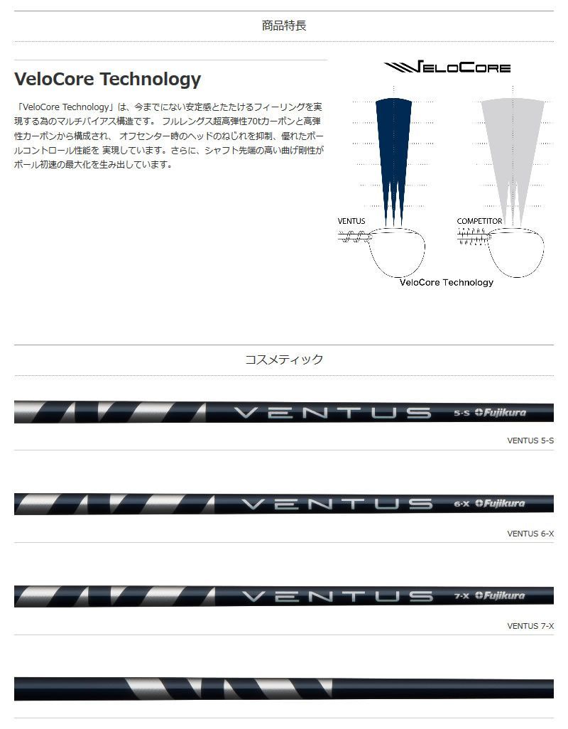 新品】GTD スリーブ付きシャフト Fujikura フジクラ VENTUS BLUE