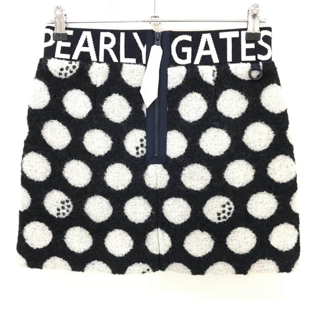 パーリーゲイツ ウールスカート ダークネイビー×白 ドット柄 裏地メッシュ レディース 0 S ゴルフウェア PEARLY GATES