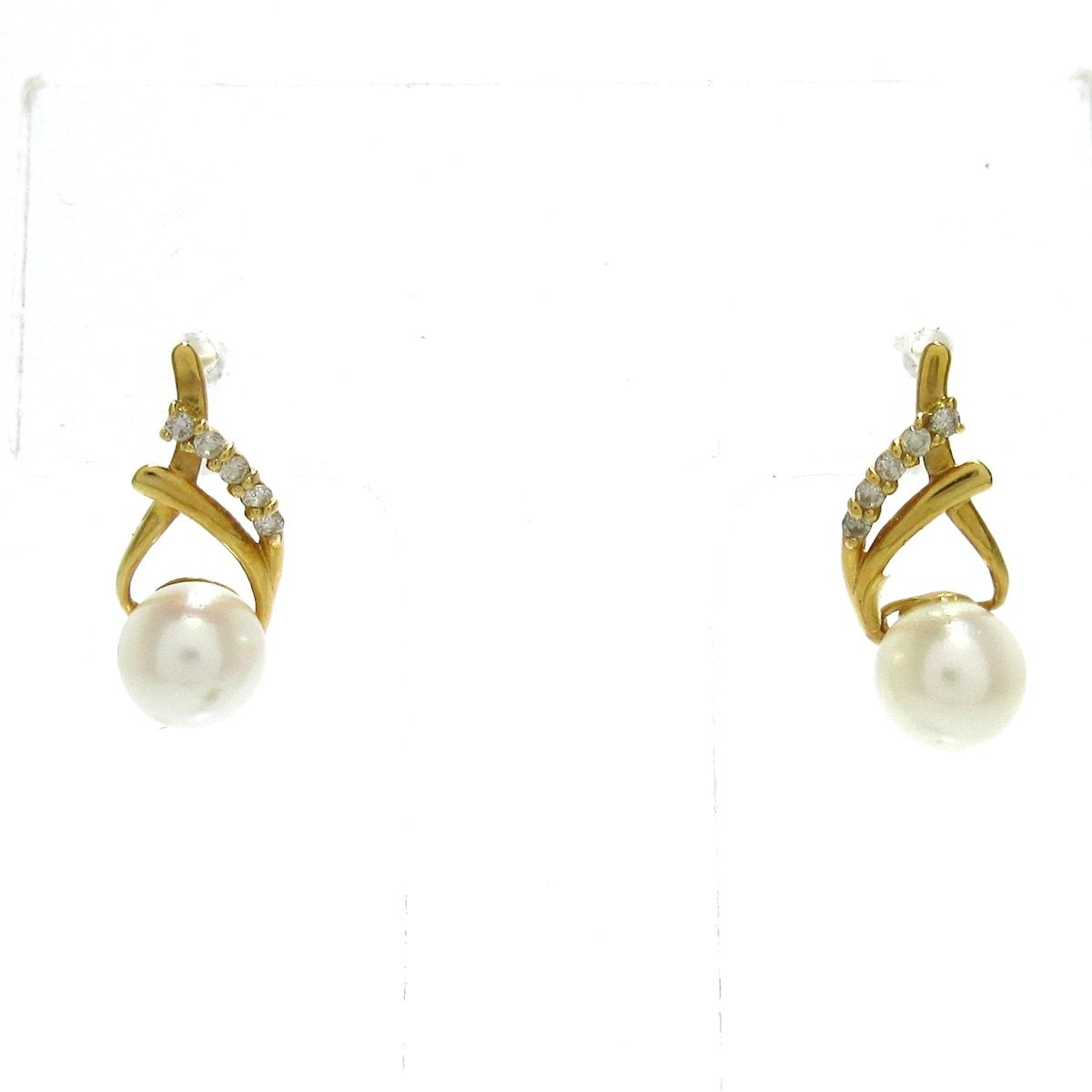 Unbranded ノーブランド ピアス K18YG×ダイヤモンド×白 総重量 1.2g|0.03刻印