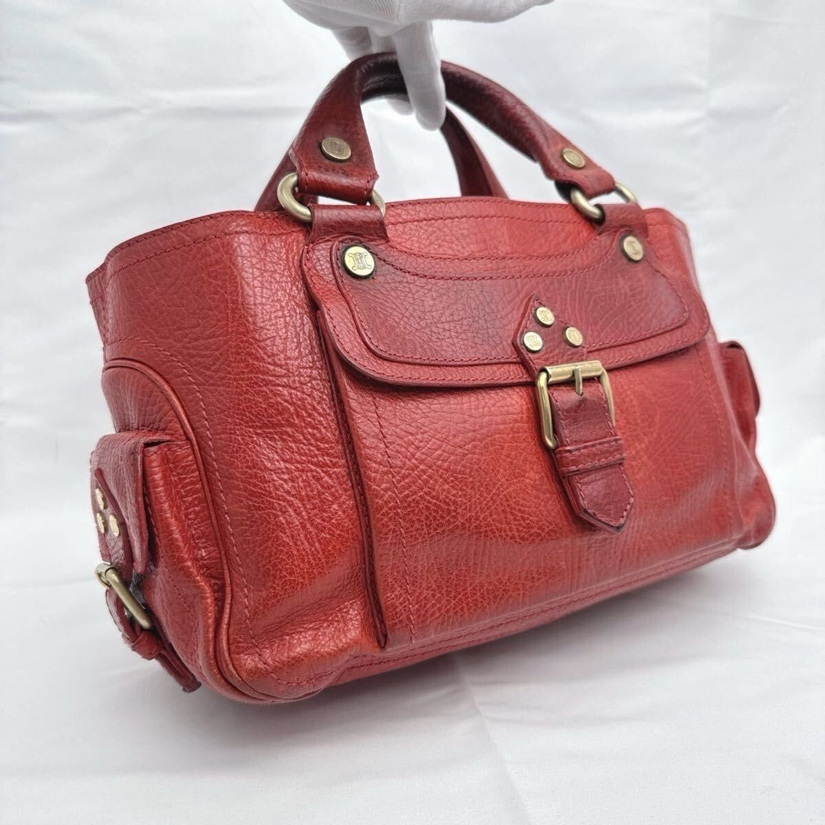 m253 CELINE セリーヌ ブギーバッグ ハンドバッグ レザー CI00|34 レッド 赤