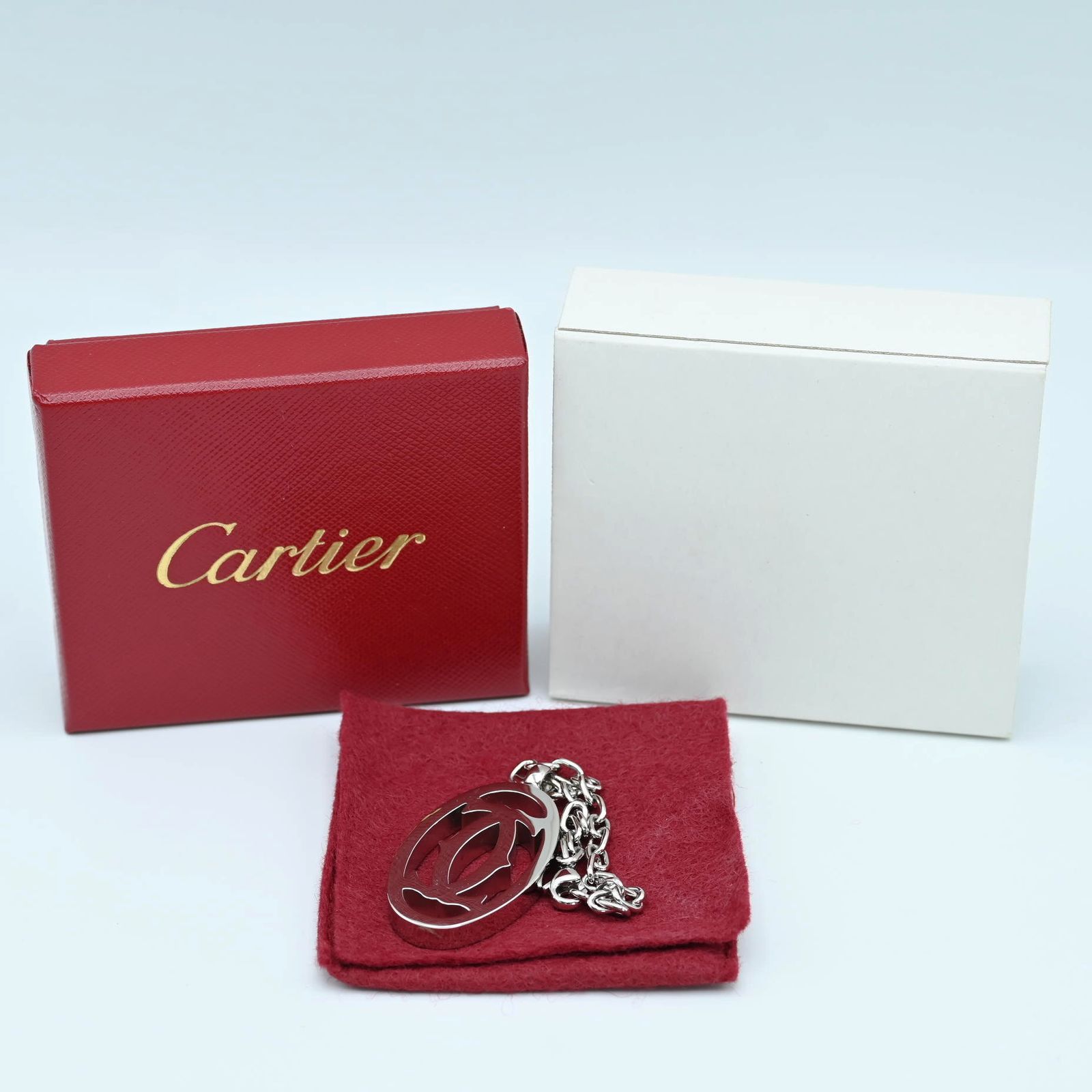K09 Cartier カルティエ 2C メタル キーホルダ－ キーリング シルバー  