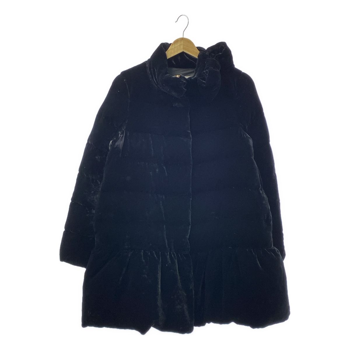 RED VALENTINO / レッドヴァレンティノ | リボン ベロア パファー ダウン ジャケット | 40 | ブラック | レディース