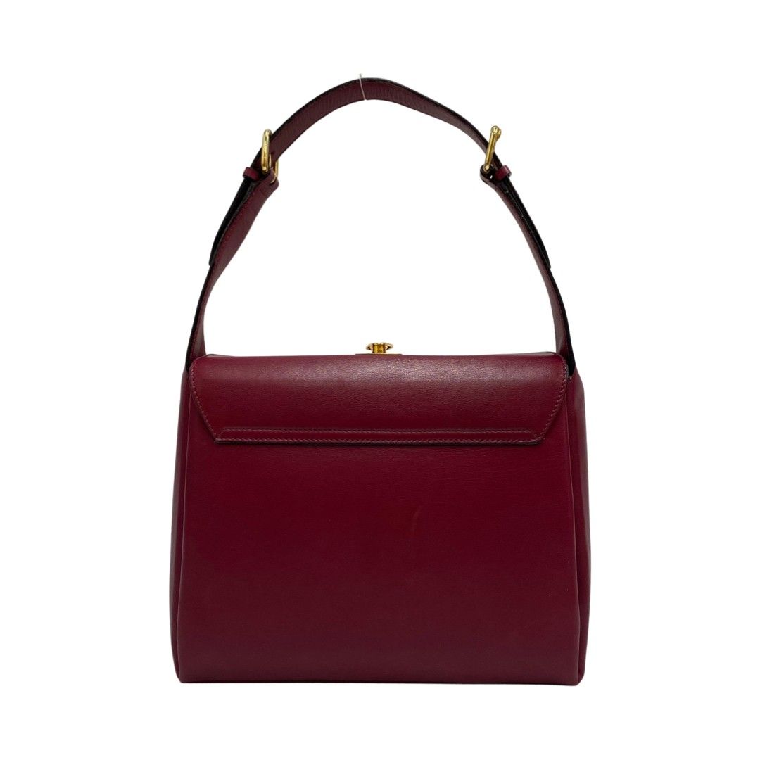 極 美品 CELINE セリーヌ ヴィンテージ リング金具 ロゴ レザー 金具 