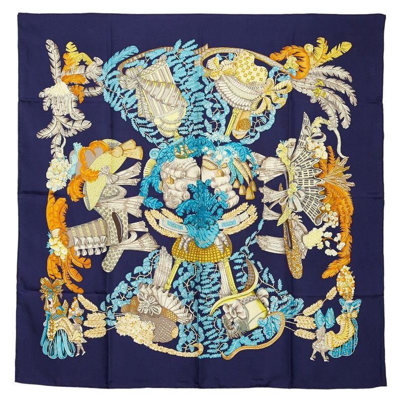 エルメス カレ90 chapeau! 脱帽 ネイビー マルチカラー レディース HERMES 1-0238173