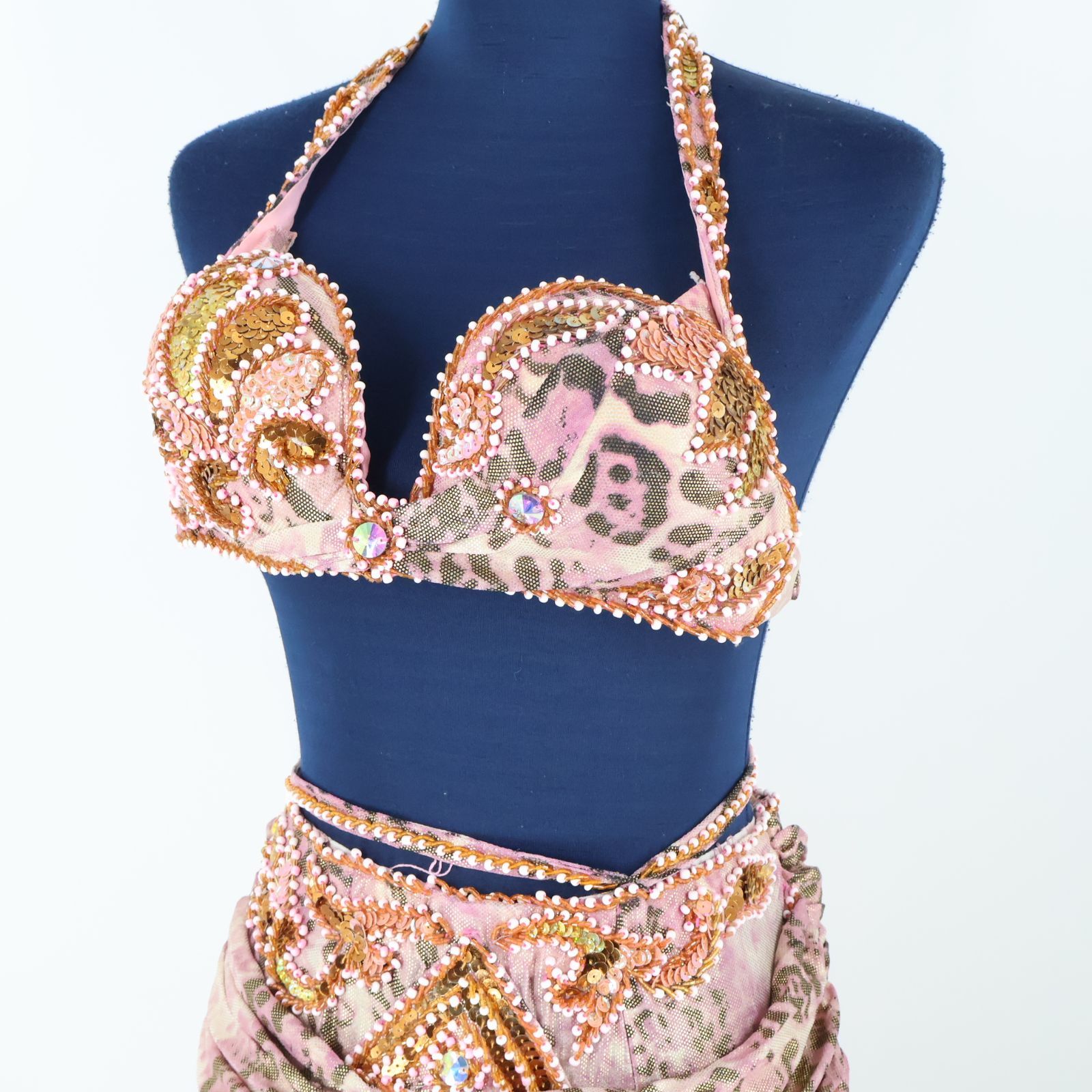 送料無料』【ベリーダンス用 オリエンタル衣装】レッド スパンコール