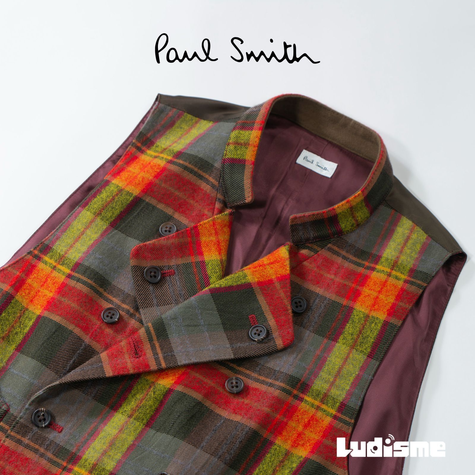 Paul Smith ポールスミス コットンウール チェック柄ベスト ジレ