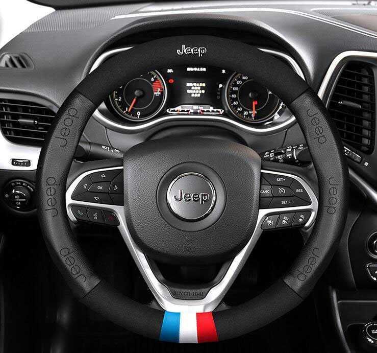 01激レアジープ JEEPハンドルカバー高級革ステアリングカバー運動型
