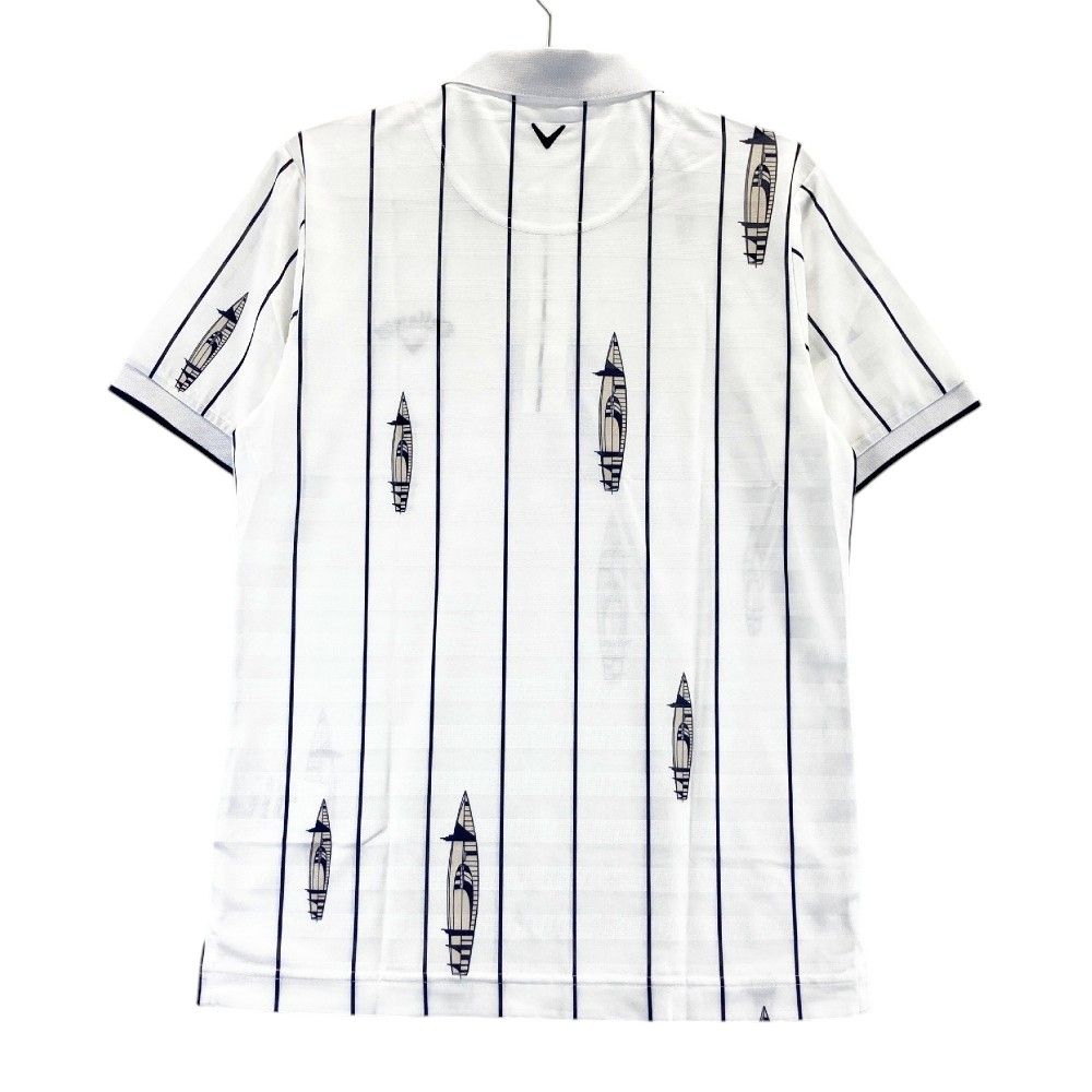 サイズ M CALLAWAY キャロウェイ 半袖ポロシャツ ストライプ柄 ホワイト系 240101437440 ゴルフウェア メンズ ストスト