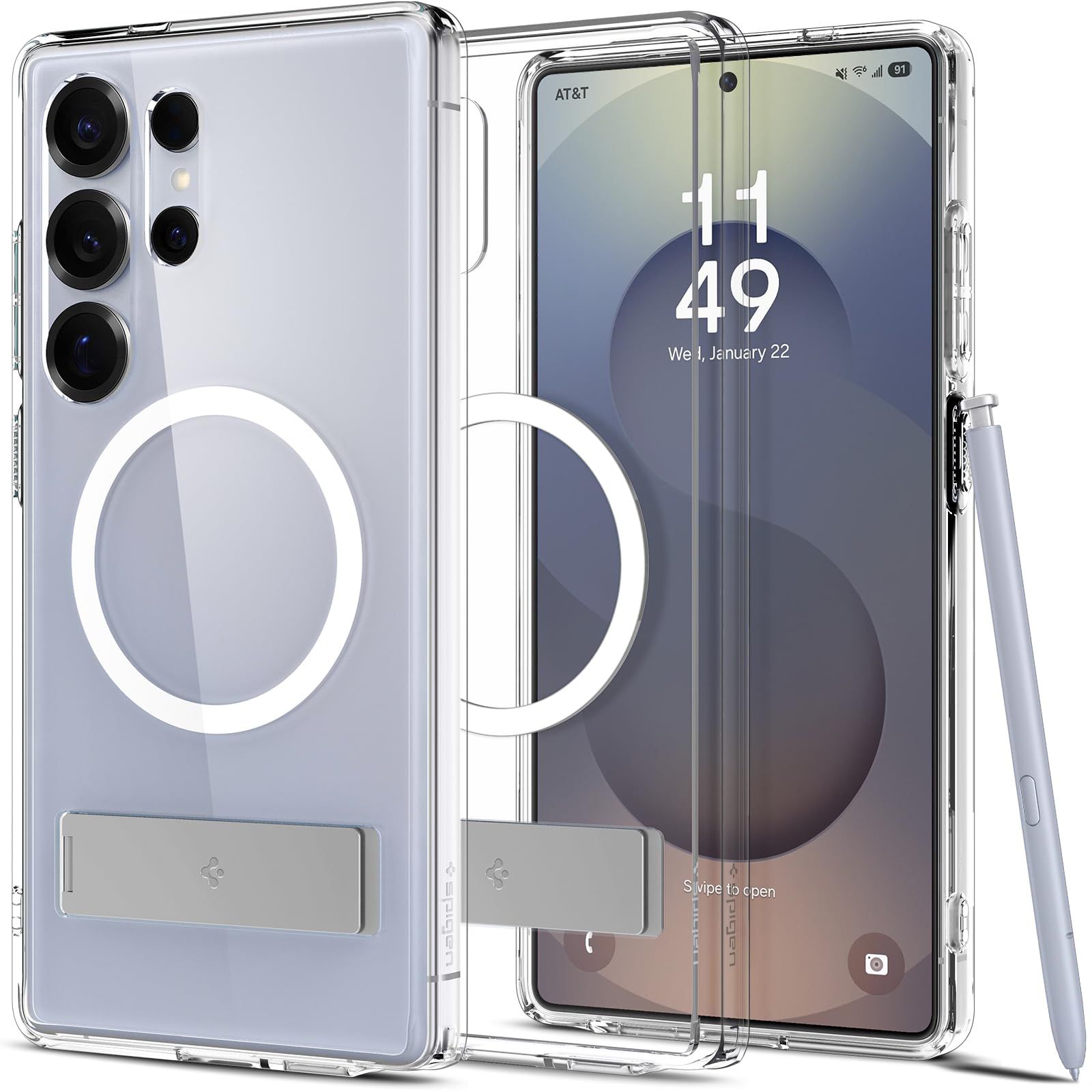 Spigen Ultra Hybrid S MagFit ケース Samsung Galaxy S25 Ultra用 MagSafeアクセサリー対応 - ホワイト MagFit キックスタンド S25 Ultra