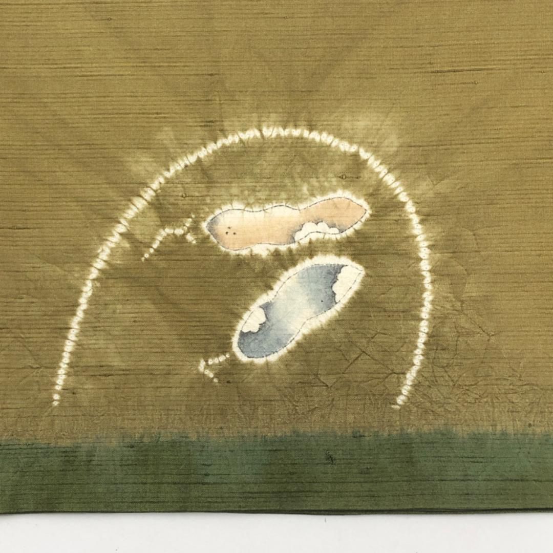 袋帯 紬 絞り柄 野菜 国防色 O-5463 - メルカリ