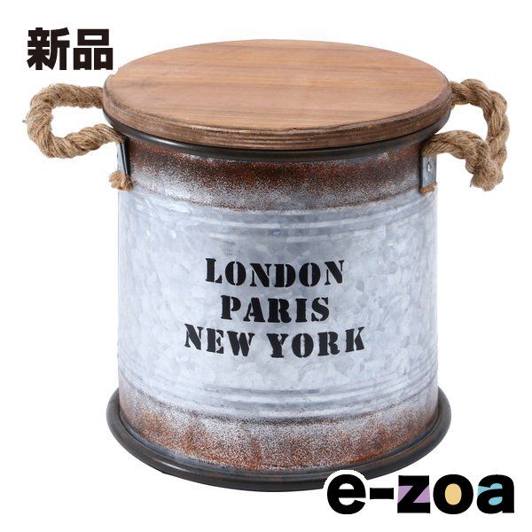 不二貿易 フジボウエキ ブリキスツール 収納付き 直径25cm シルバー KH74436SL (2543069)