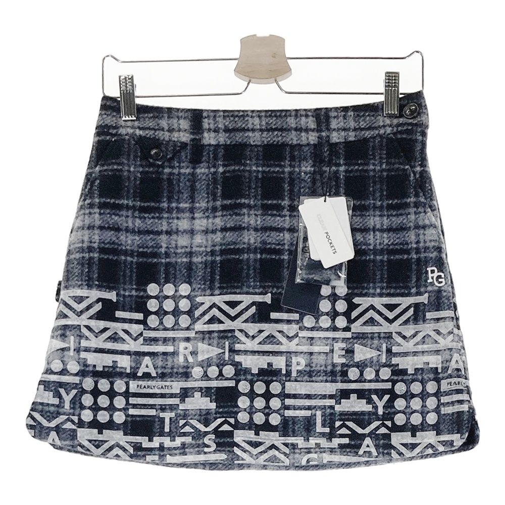 サイズ 0 PEARLY GATES パーリーゲイツ 055-2234112 スカート チェック 総柄 ネイビー系 240101543754 ゴルフウェア レディース ストスト
