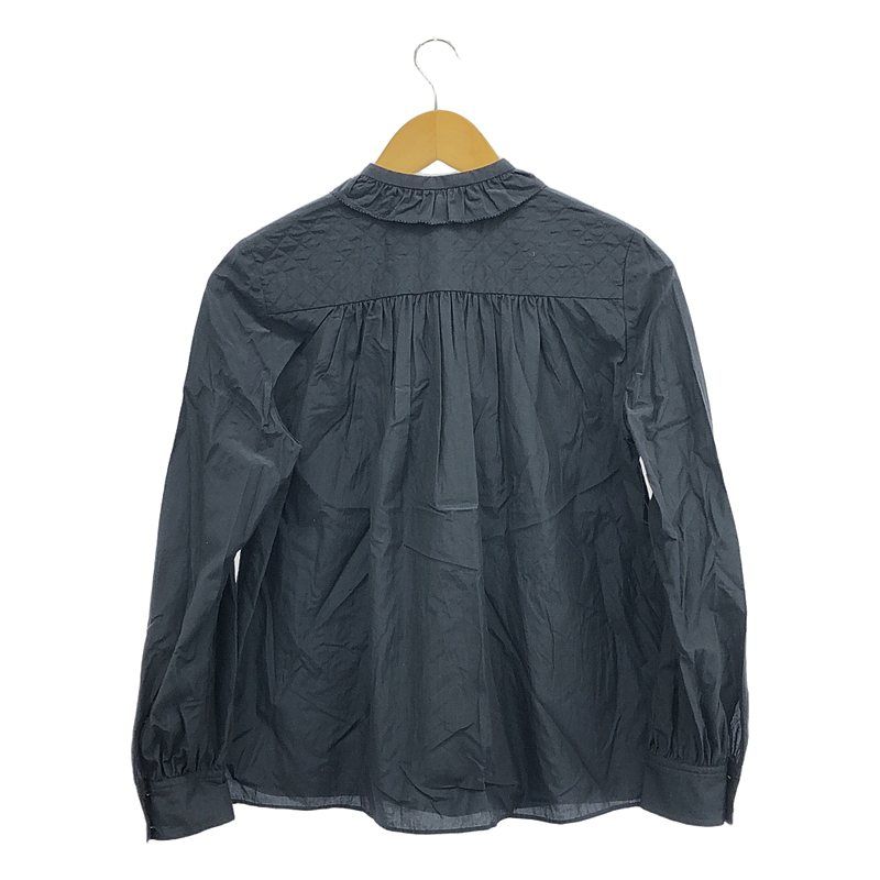 ミナペルホネン キルト ブラウス 長袖 ネイビー 38サイズ musik runo 