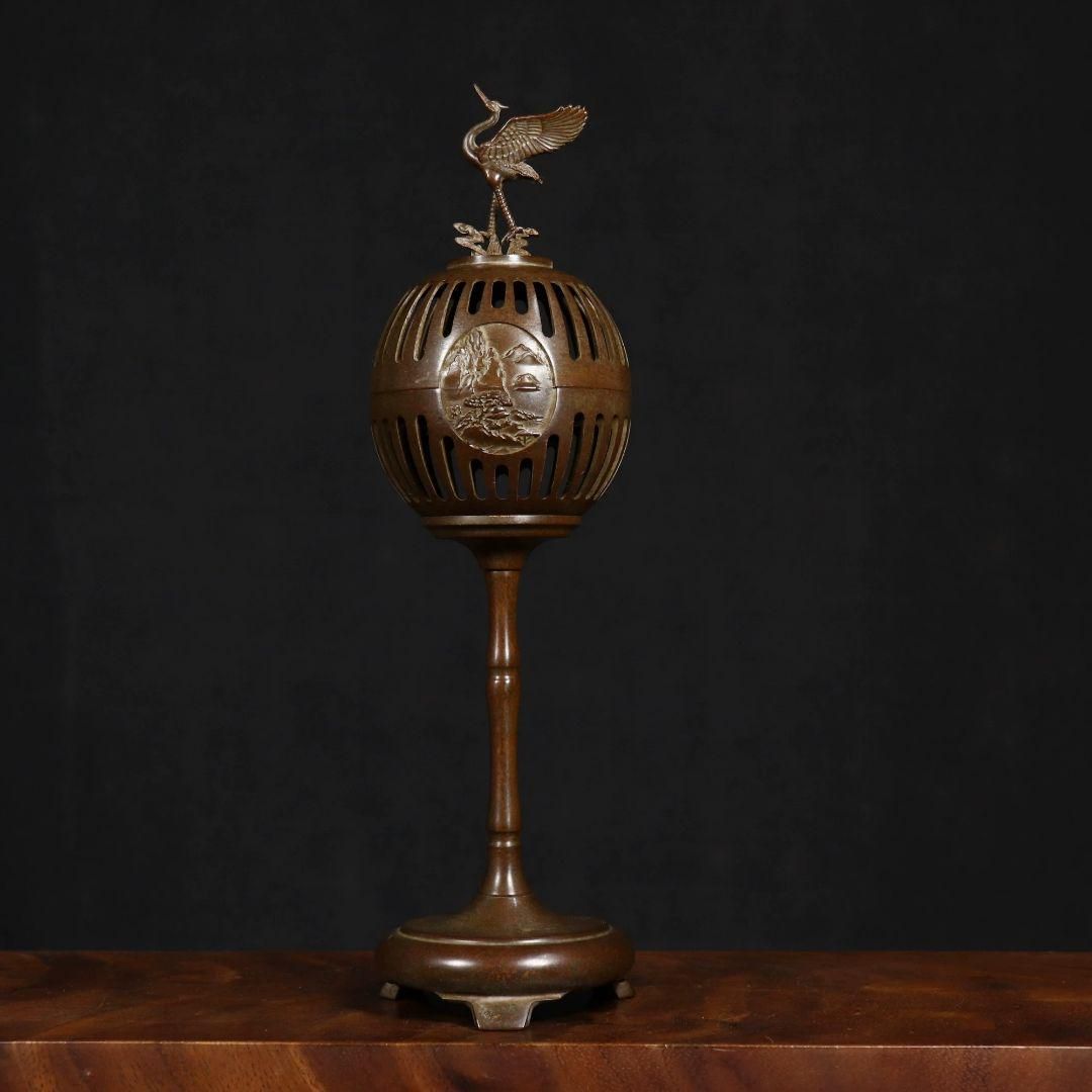 銅製 鶴守宮灯香炉檀香炉 禅意 茶室薫香炉 香道具 装飾品 工芸品 置物 銅製 鶴守宮灯香炉檀香炉 禅意 茶室薫香炉 香道具 装飾品 工芸品 置物