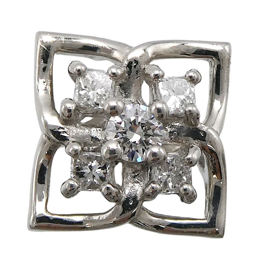 ペンダント Pt999 ダイヤモンド0.13ct フラワーモチーフ - メルカリ