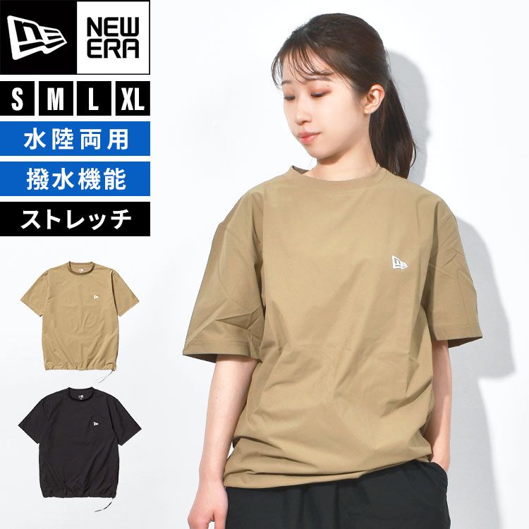 Tシャツ 半袖 ニューエラ NEWERA ピステ 撥水 はっ水 ストレッチ メンズ レディース ゆったり 大きめ スポーツ レジャー アウトドア サーフィン サッカー 夏 ポケット付き S M L XL ブラック カーキ