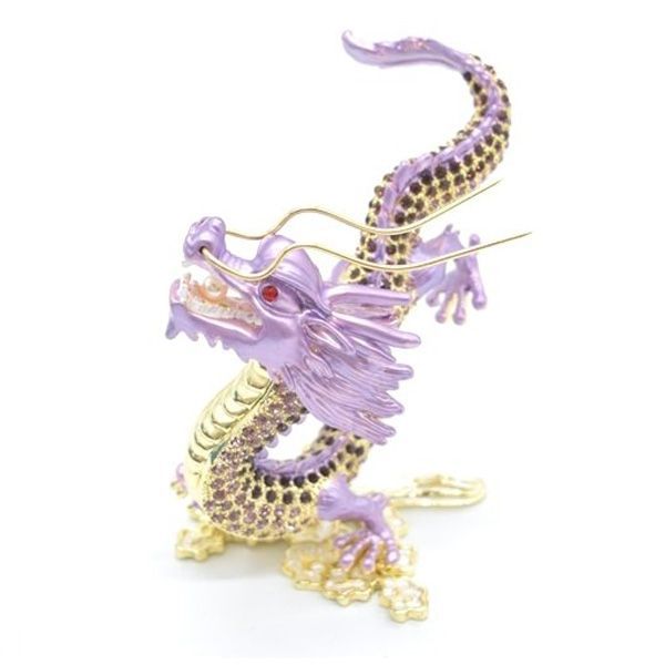 赤龍 七宝焼き ラインストーン付き 金属製置物 6cm 白龍 七宝焼き カラフルラインストーン付き 金属製置物 6cm 赤龍 風水