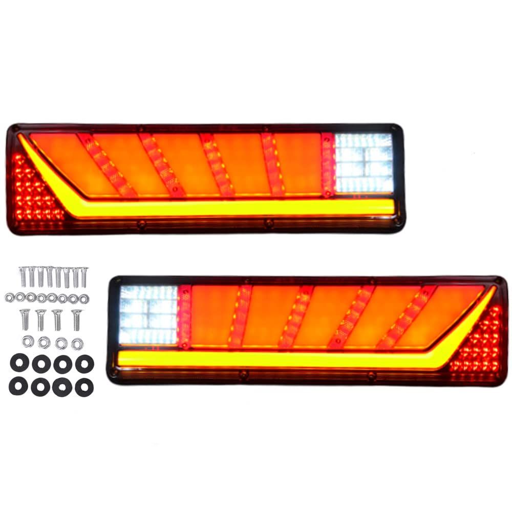 [Avan Knight] トラック テール ランプ 流れる シーケンシャル LED ライト 24V 日野 いすゞ 三菱ふそう 日産 UD KRB261 (レッド) [レッド]