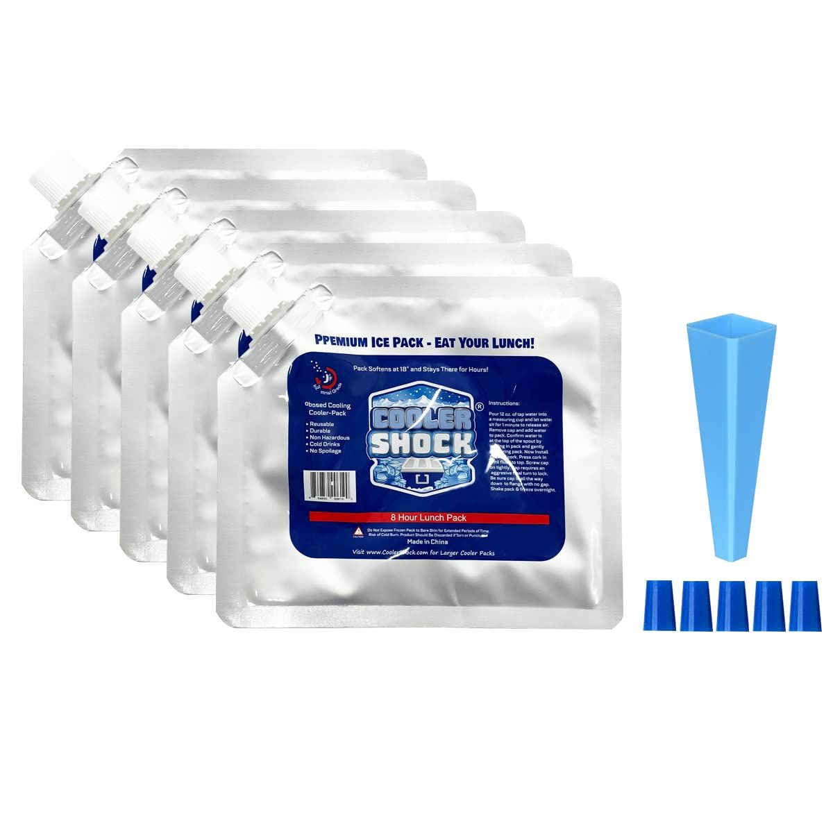クーラーショック COOLER SHOCK 保冷剤 Sサイズ|5個セット 長時間保冷 強力 氷より冷たい-7.8℃ 繰り返し使用 キャンプ バーベキュー 釣り アウトドア お買い物 クーラーボックス 防災グッズ Sサイズｘ5個セット