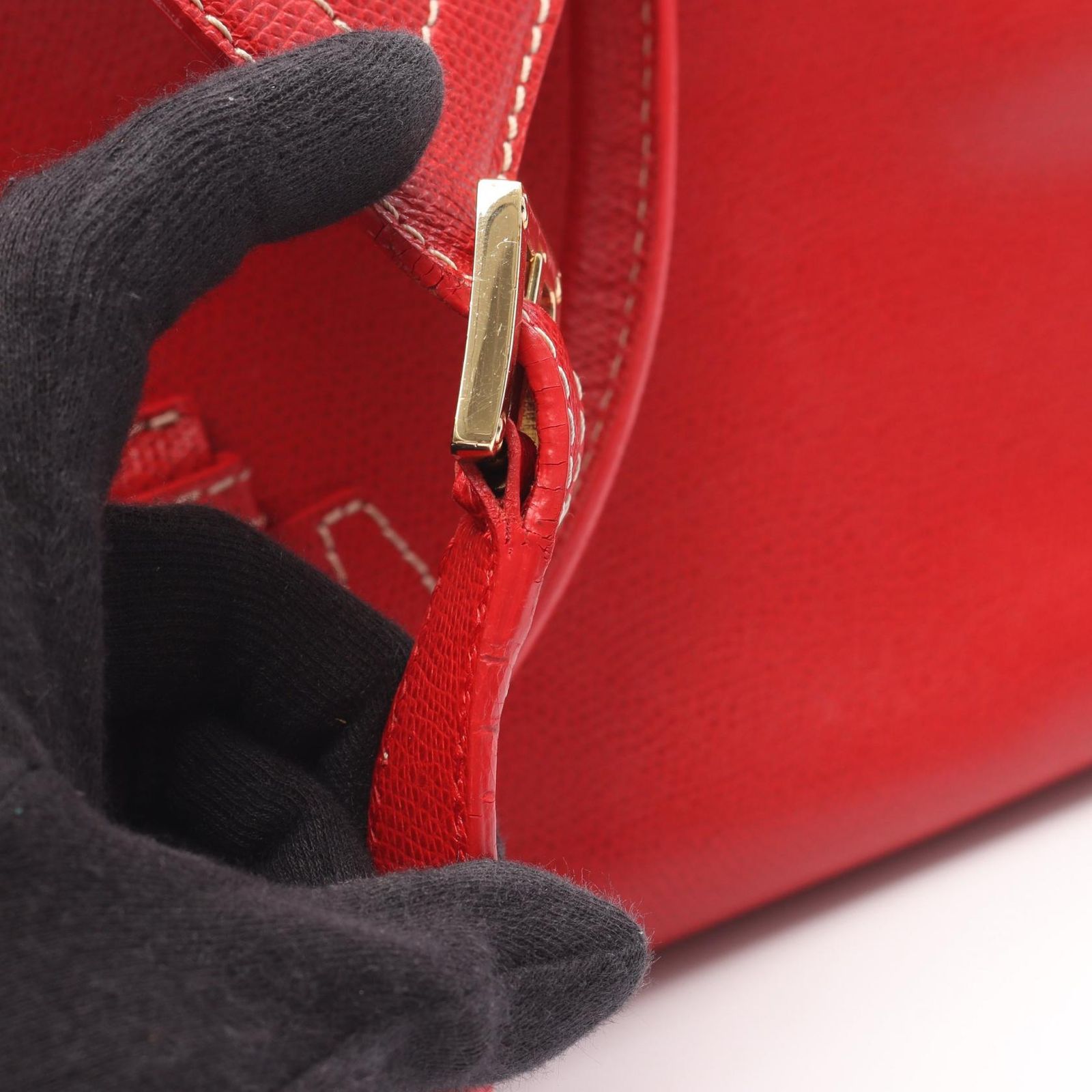 ロエベ LOEWE ハンドバッグ トラベラー ボーリング レッド レザー  