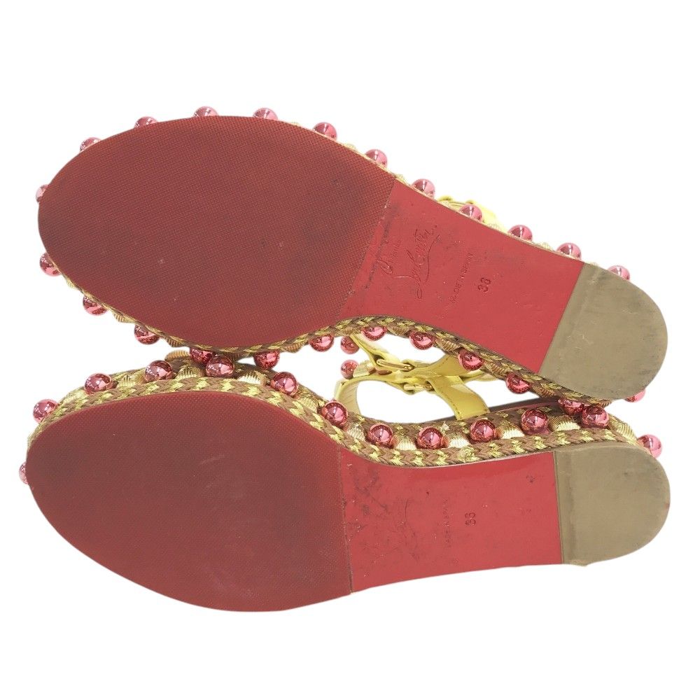 CHRISTIAN LOUBOUTIN クリスチャン ルブタン ビーズ サンダル ピンク系