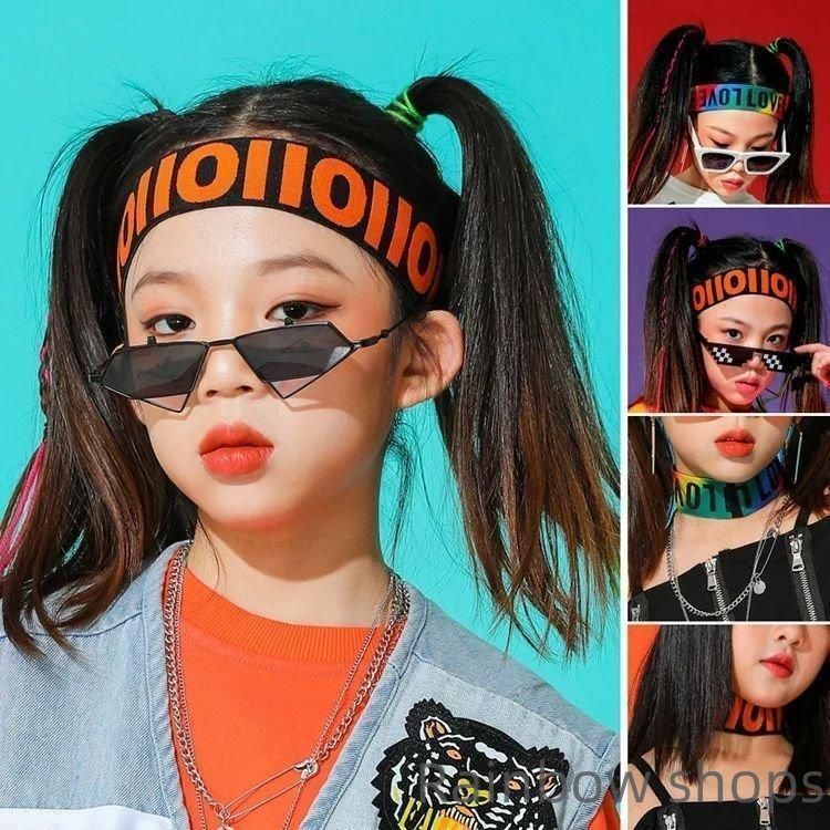キッズ ダンス ヘアバンド ヒップホップ 髪飾り ダンス衣装 小物 リストバンド キッズダンス衣装 グラデーション ファッション ダンス髪型 lJfJ 492