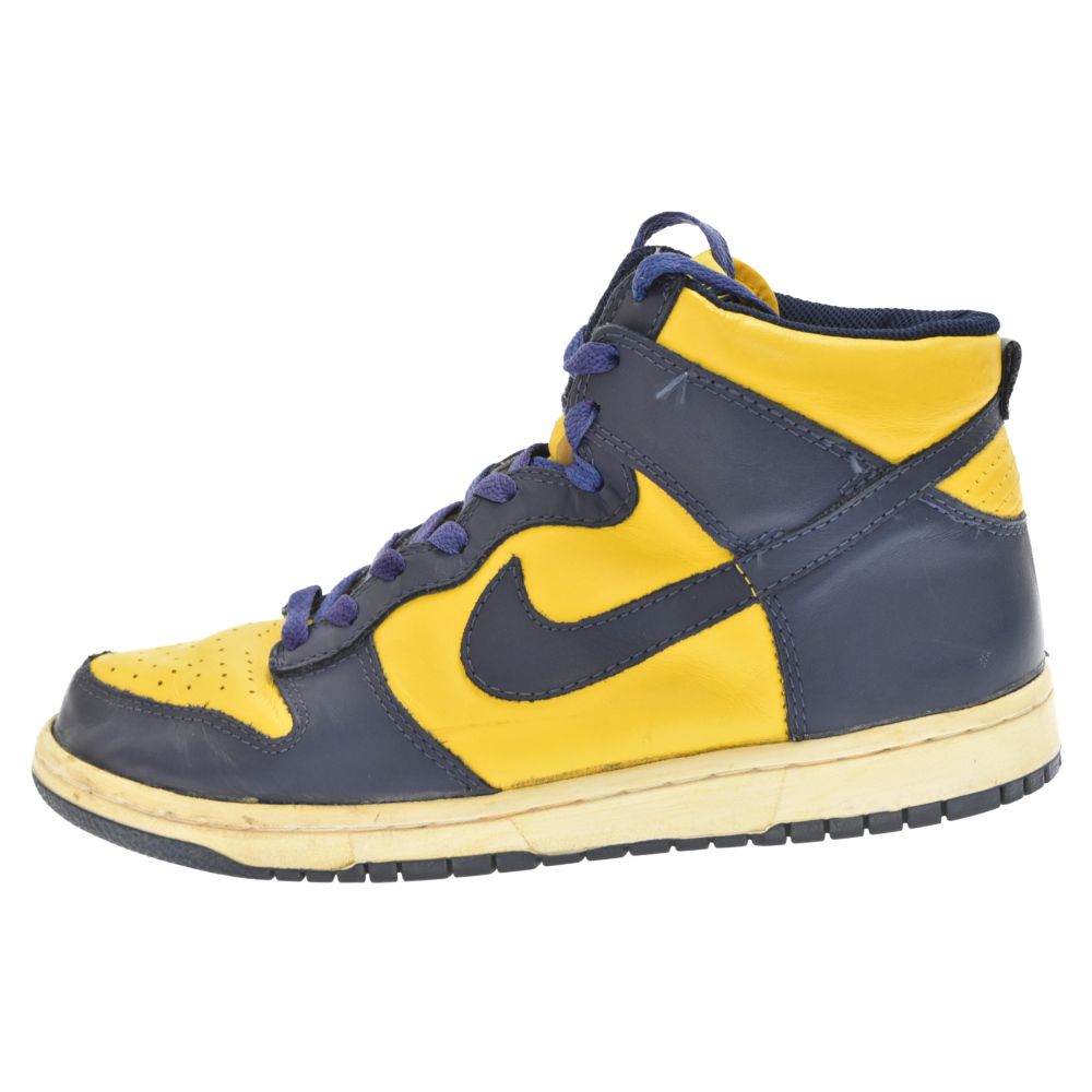 NIKE (ナイキ) 2007年製 DUNK HIGH QK VNTG 315844-741 ダンク ハイ ヴィンテージ加工 ミシガン  ハイカットスニーカー US9/27.0cm ネイビー/イエロー - メルカリ