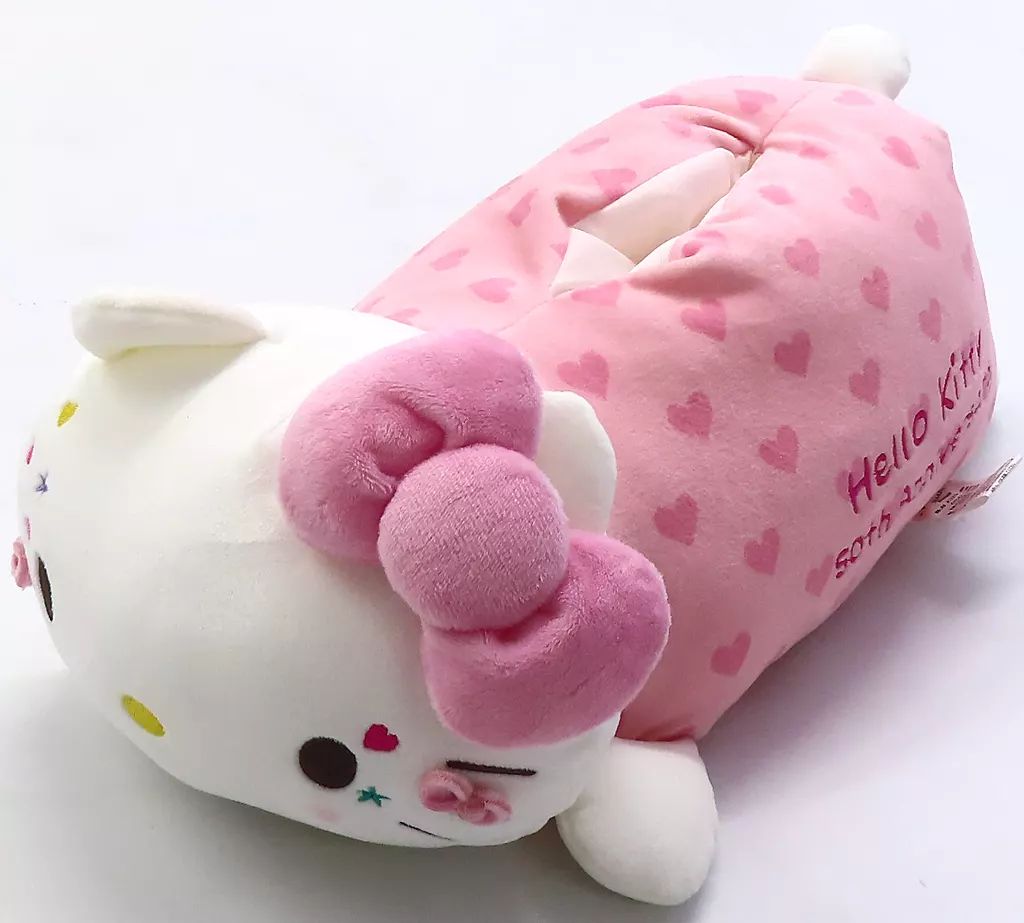 ♥️キティちゃんのぬいぐるみティッシュカバー.状態良好.中古品♥️ 新品タグ付き】キティちゃんティッシュカバーふわふわインテリア