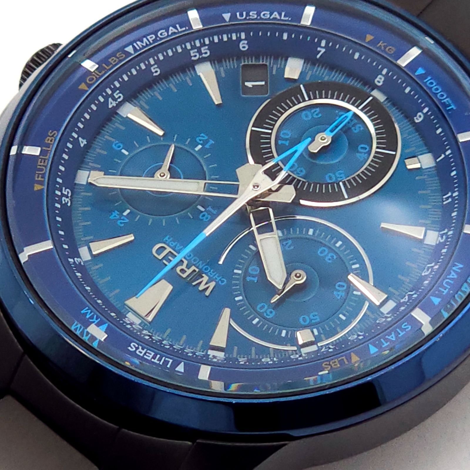 SEIKO クロノグラフ 時計 青 SEIKO セイコー パイロットクロノグラフ 青文字盤 ネイビー