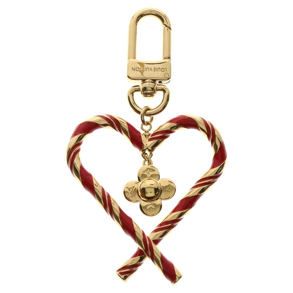 LOUIS VUITTON ルイヴィトン バッグチャーム ヴィヴィエンヌ キャンディケイン バッグチャーム キーリング キーホルダー ゴールド×レッド M02207