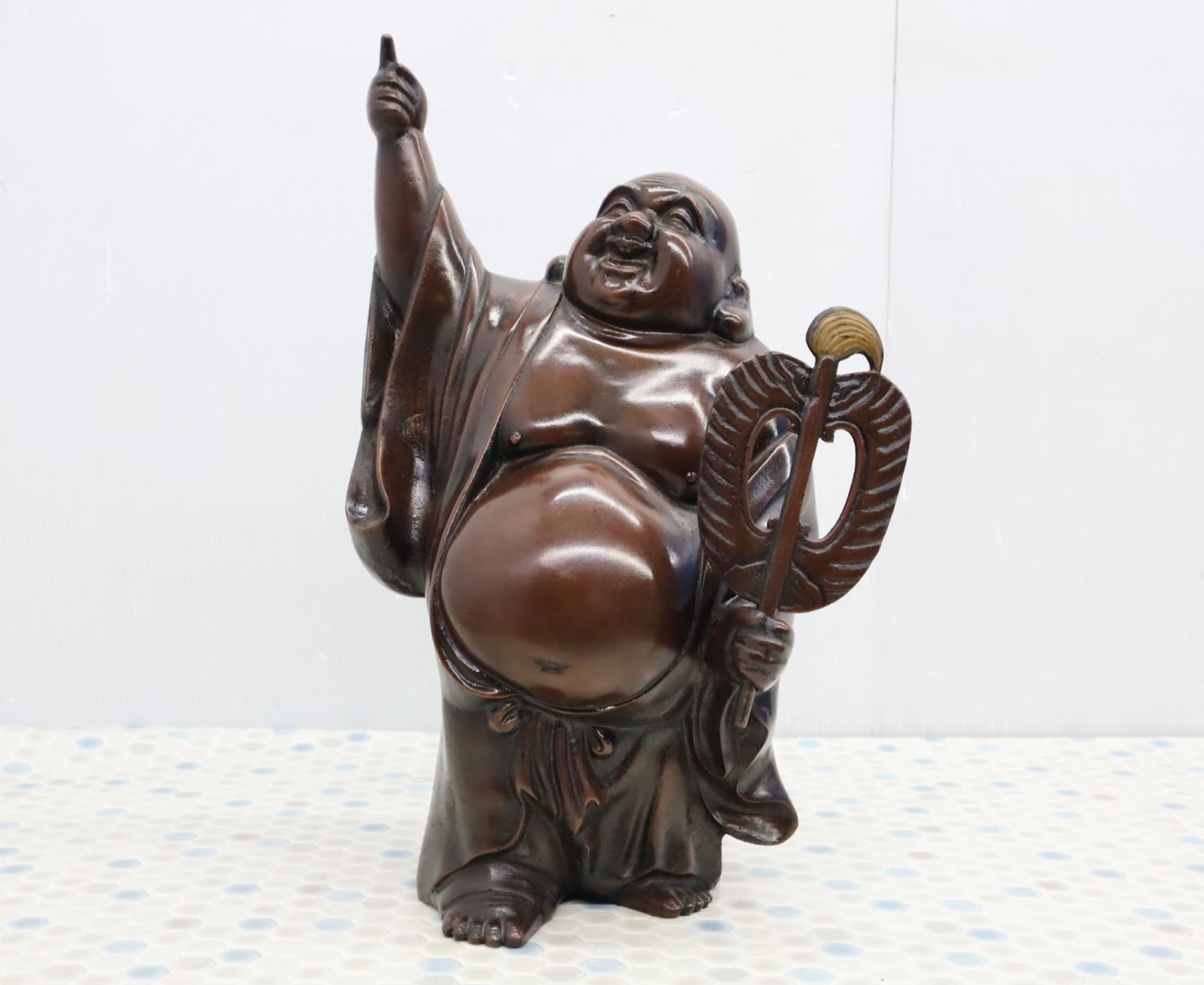 △ ｜月見布袋 置物 七福神｜ 神様 布袋様 ｜守り神 インテリア 飾り