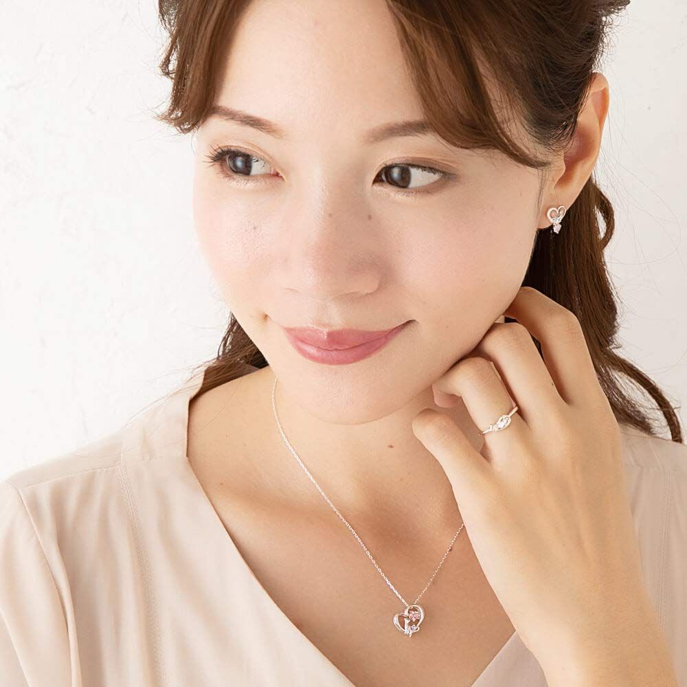未来天使] ネックレス レディース ハート 猫 ダンシングストーン