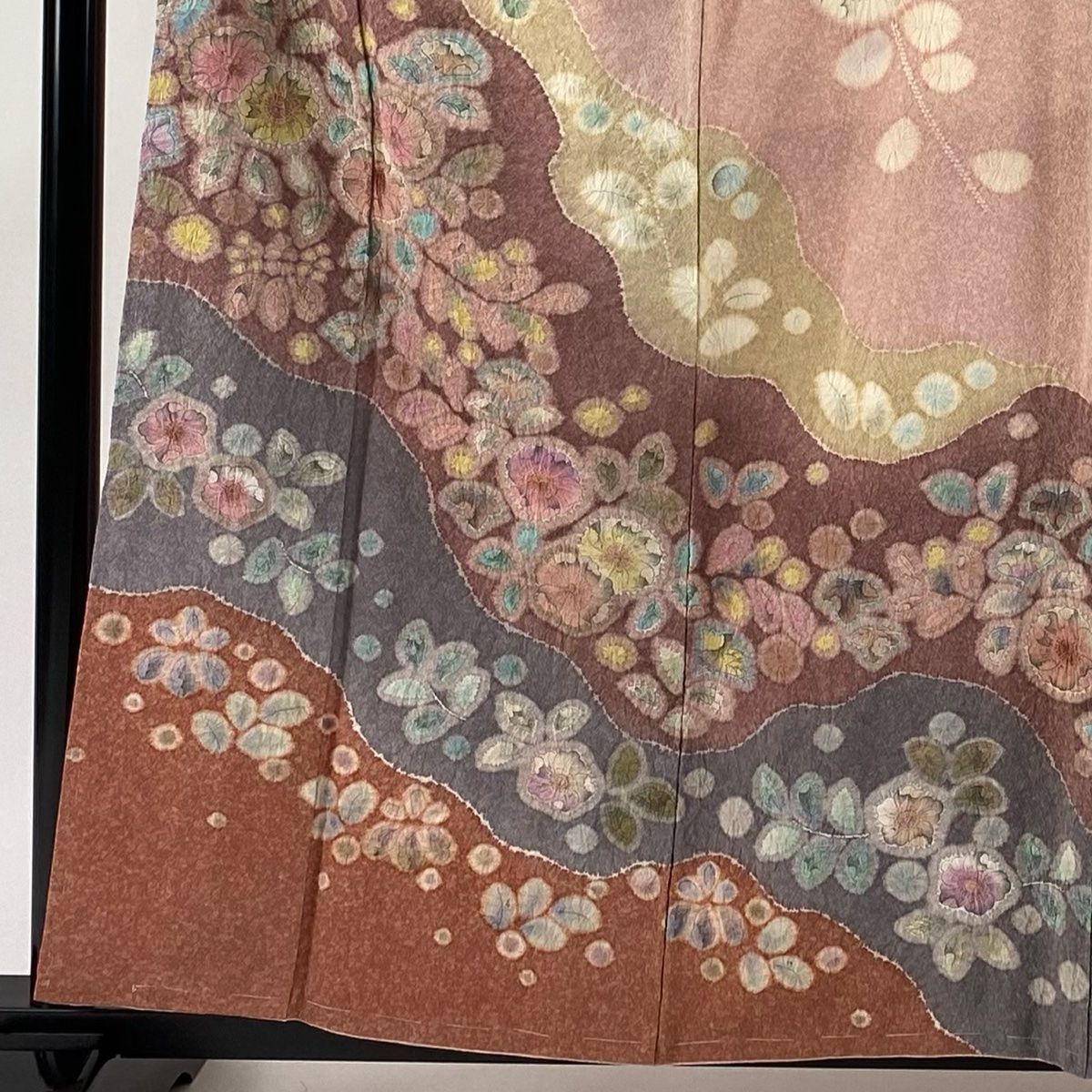 訪問着 身丈158cm 裄丈63cm S 袷 落款 辻が花 ぼかし サーモンピンク 正絹