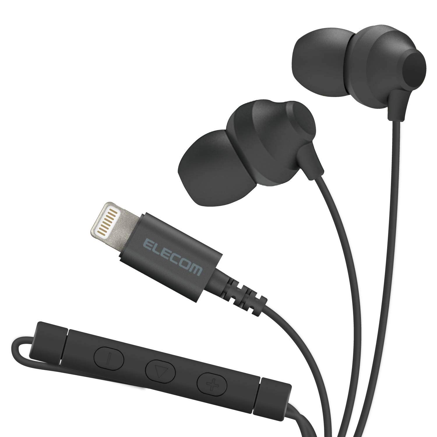 iPhone ライトニング 10mmドライバ Fast Lightning Music F12Cシリーズ イヤホン マイク付き ブラック エレコム EHP-LF12CMXBK