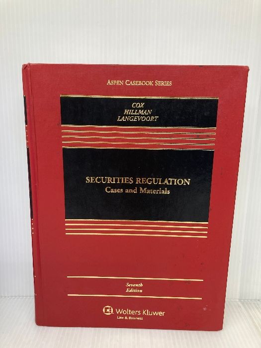 【※イタミ有】Securities Regulation: Cases and Materials (Aspen Casebook) Wolters Kluwer Law ＆ Business Cox， James D.