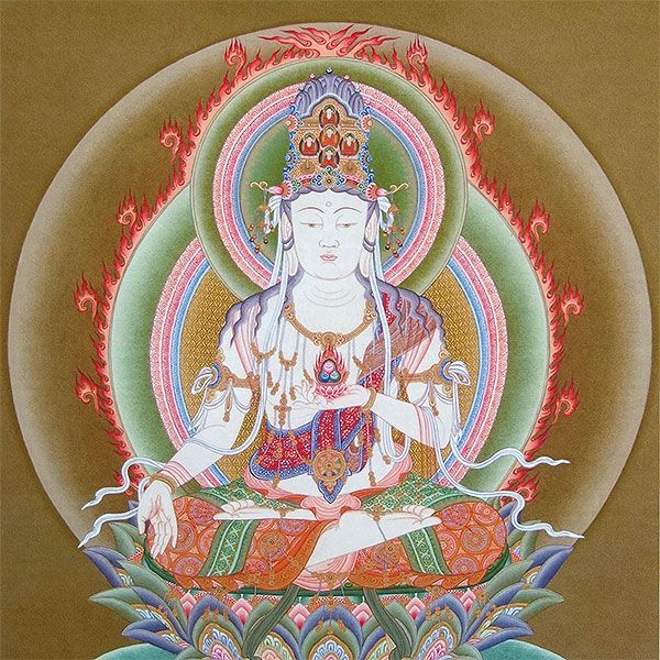虚空蔵菩薩他 彩色木版画掛軸」明治期頃 一幅|仏画 仏教美術 木版刷り
