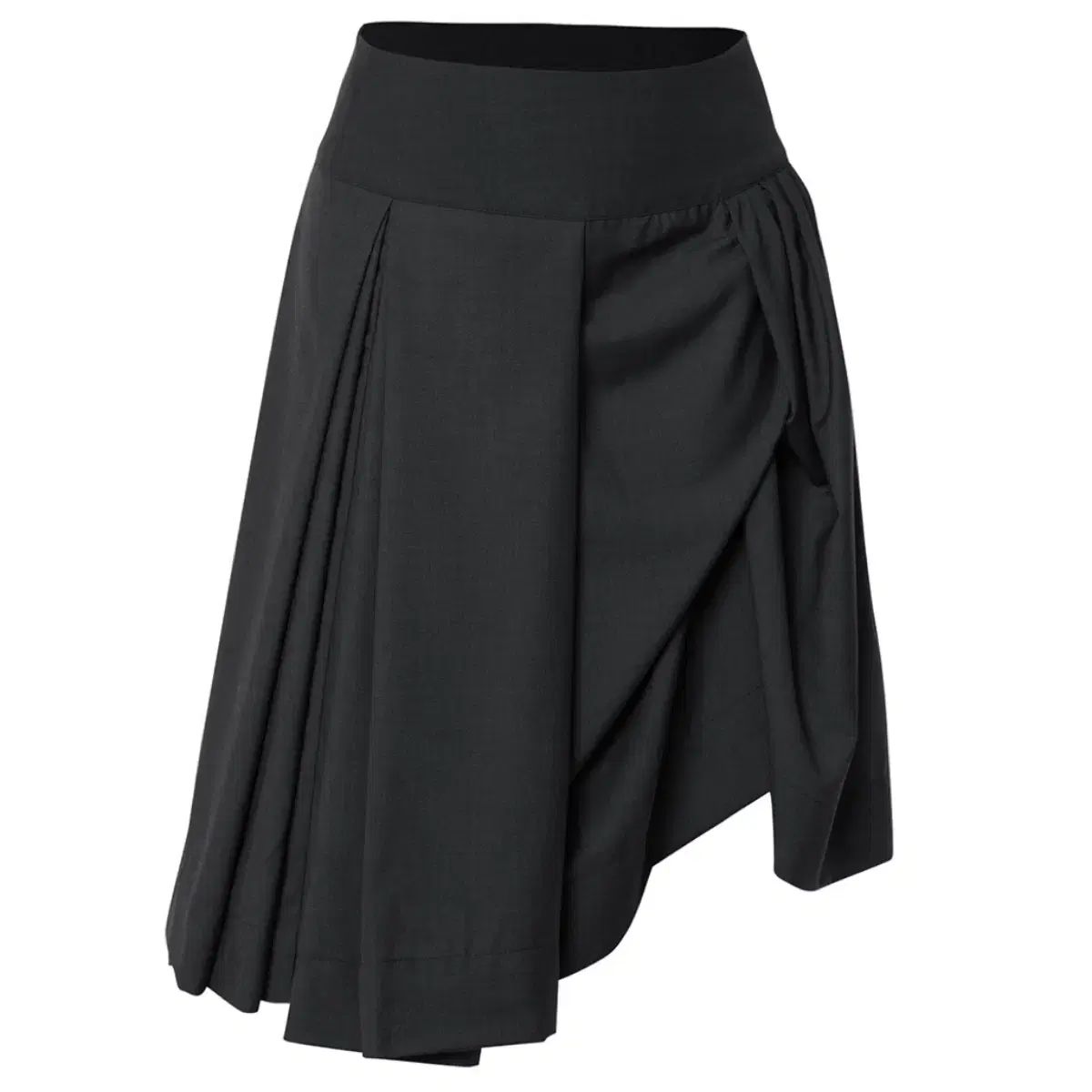 フ アップ ドレープ ミディ スカート ブラック 2サイズ