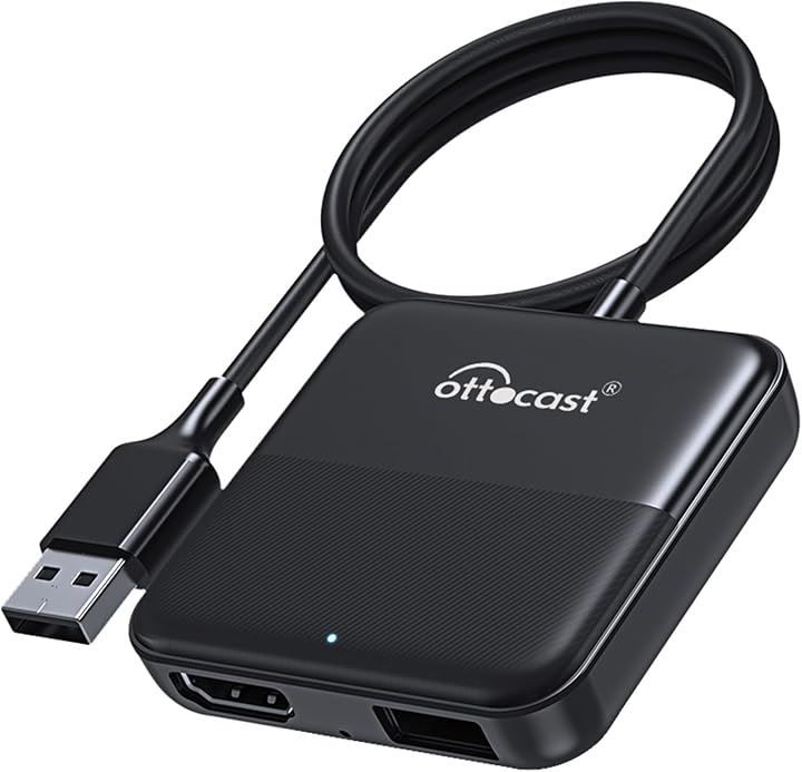 OTTOCAST オットキャスト Car TV Mate カーテレビメイト HDMI出力のTV stick/スクリーンキャスター/DVDなど接続可能 USB Type-C交換アダプタ付き 有線CarPlay搭載車両専用 技適取得済み品