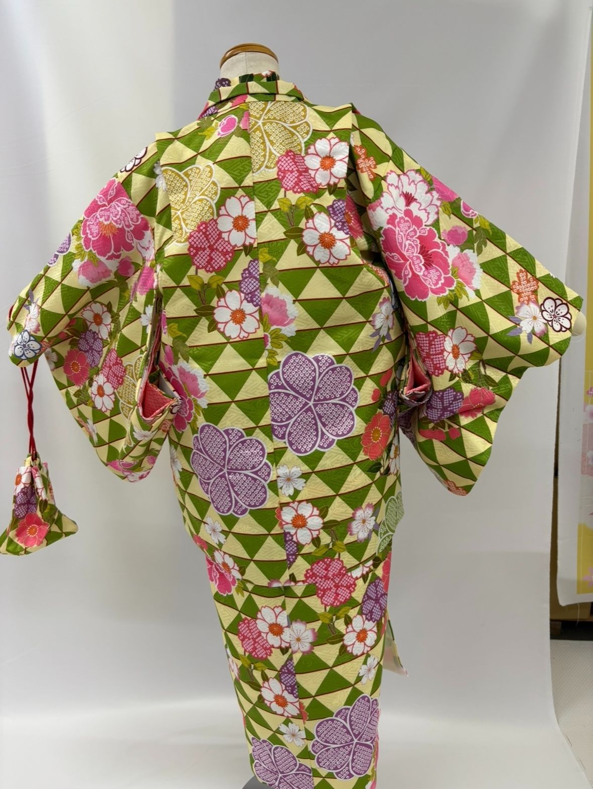5k875 羽織 正絹 夏物 薄物 和らいふ 市松模様 紫 白 柄物 和装 着物 