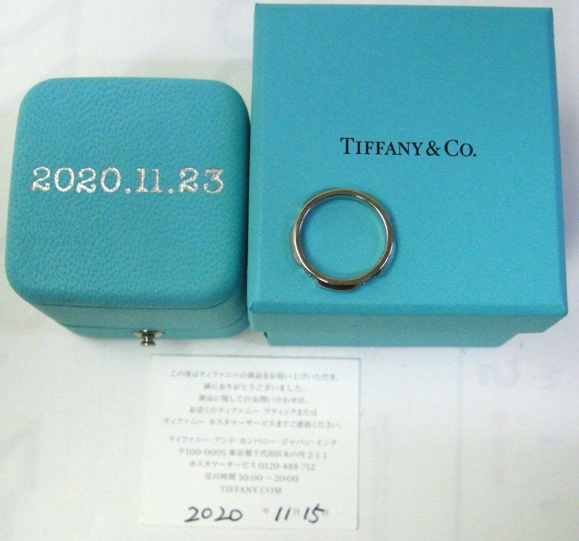 極美品ティファニーTIFFANY&Co.Pt950プラチナ トゥルーバンドD5ヶ