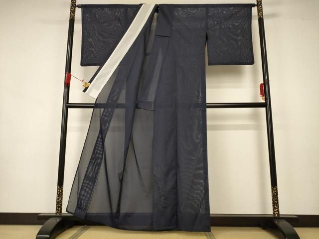 平和屋着物＊夏物 色無地 絽 藍鉄色 洗える着物 AAAZ8576jd