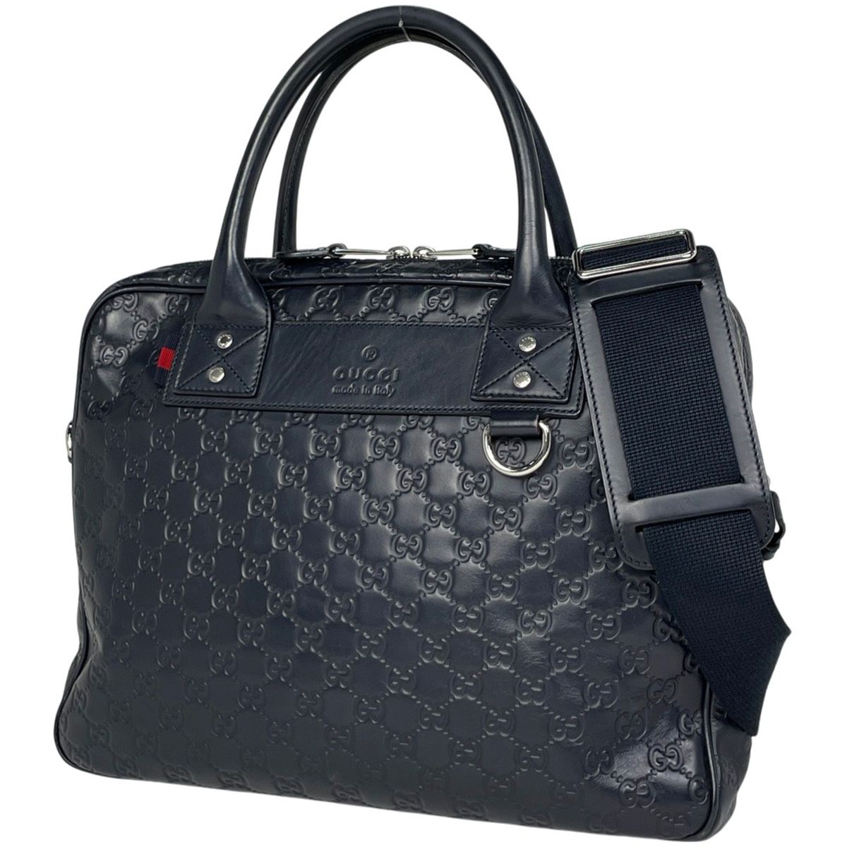 グッチ GUCCI グッチシマ ビジネスバッグ ロゴ 2WAY ショルダーバッグ ブリーフケース ビジネスバッグ シマレザー ネイビー 328937 メンズ