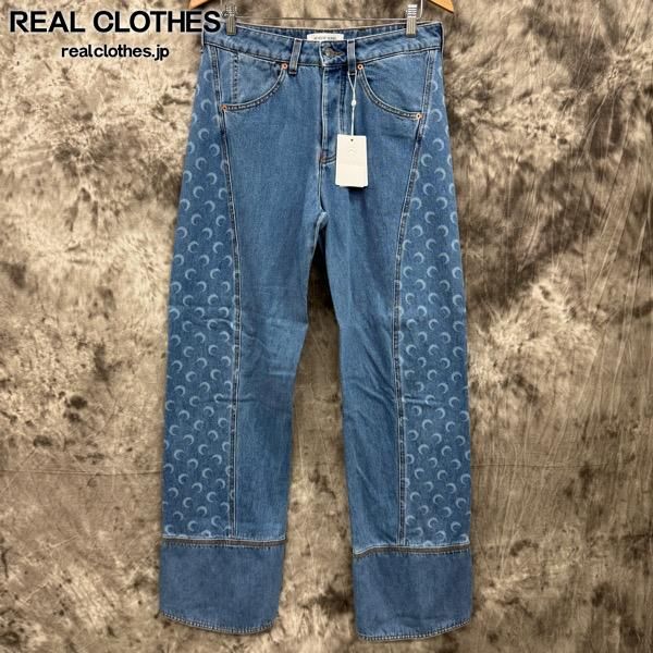 ★Marine Serre★ ブルー Moon レーザー カーブジーンズ Moon Laser Denim Curved Jeans • Marine Serre
